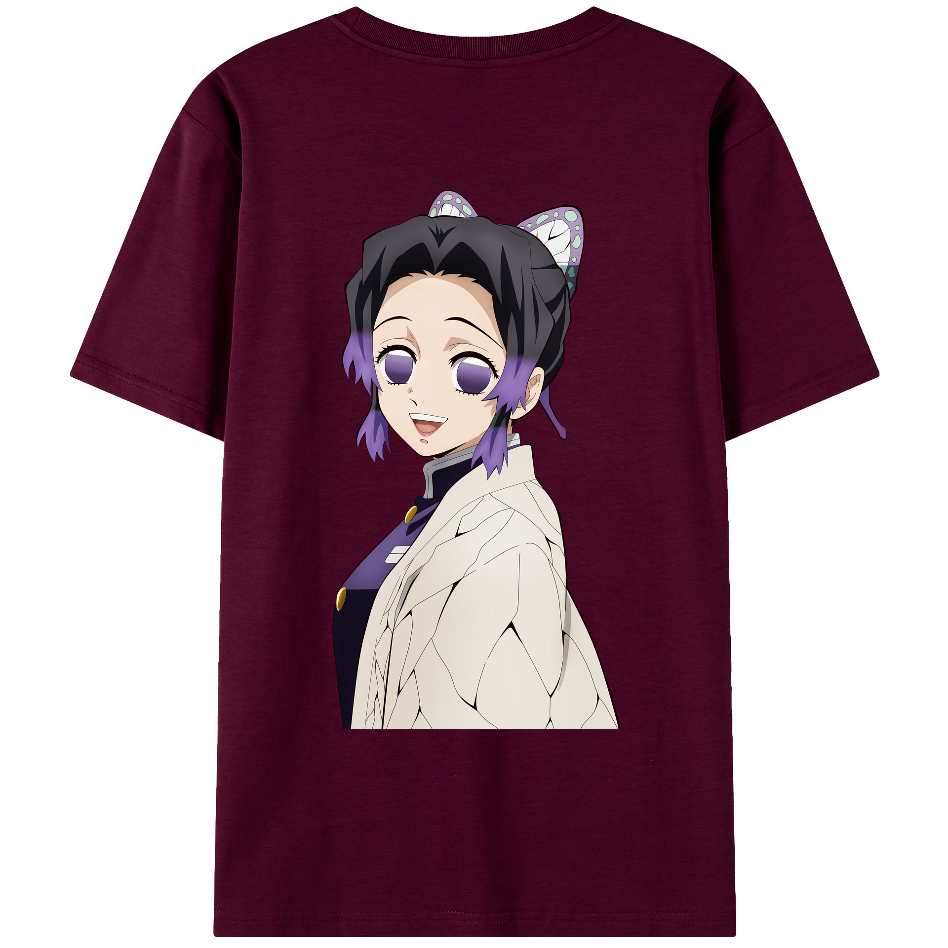 （画像用） 鬼滅の刃（きめつのやいば）蟲柱-胡蝶 しのぶ／こちょう しのぶ Kochou Shinobu レディース半袖Tシャツ(バックプリント)